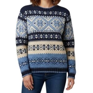 Vintage Blue and Cream Fair Isle Crewneck Sweater | Sz Medium